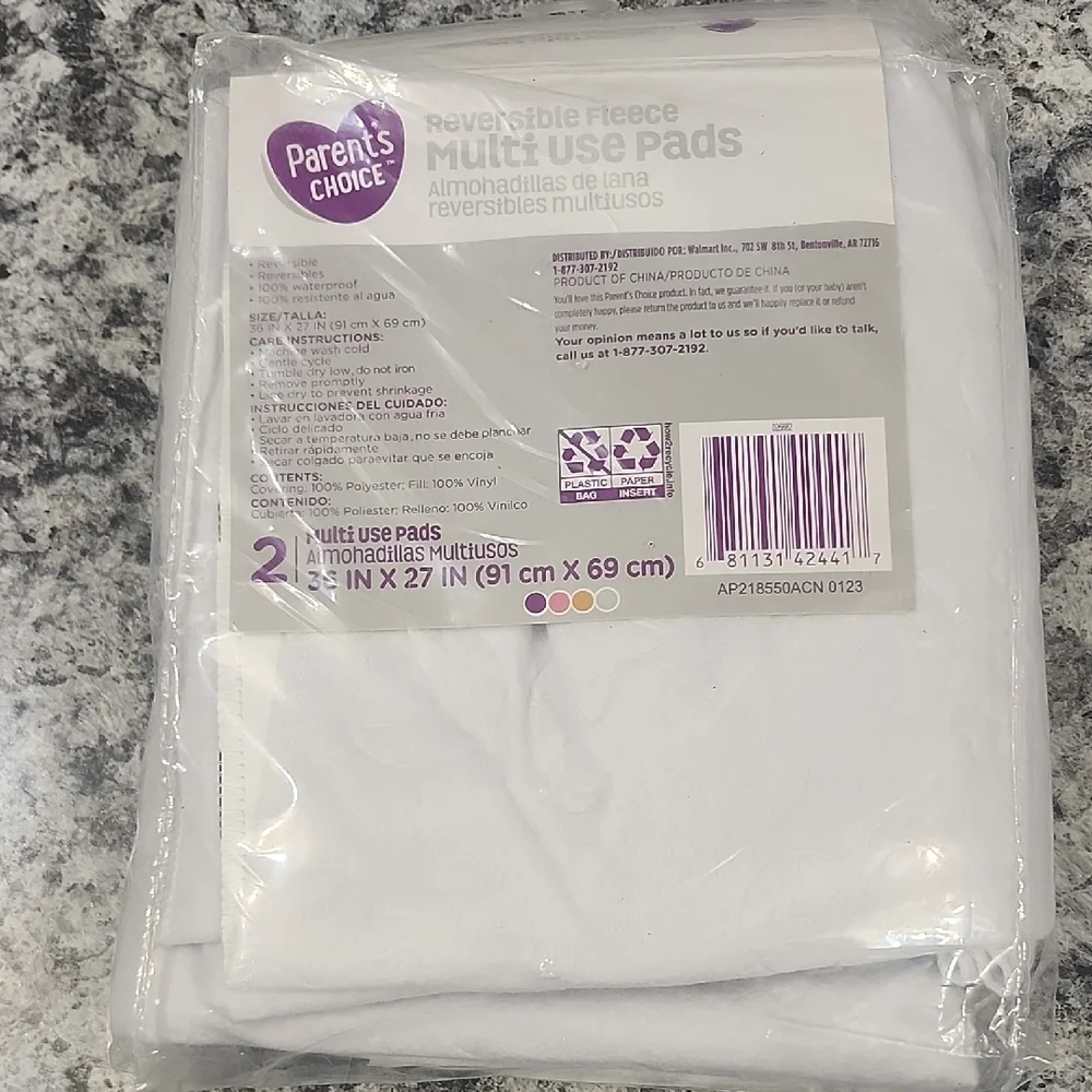 Parent's Choice Reversible Fleece Multi Use Pads - White
